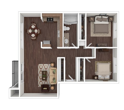 Two bedroom one bathroom floorplan